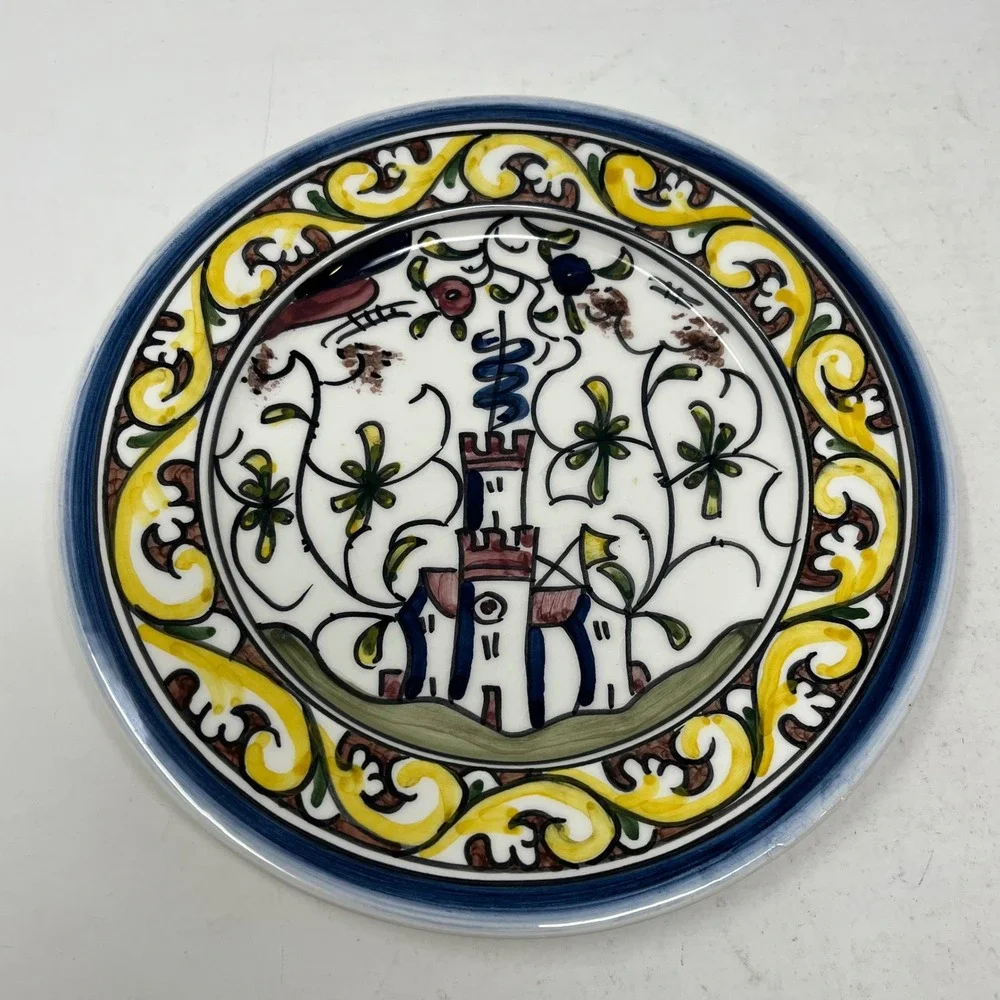 Williams Sonoma Nazari Portugal Handpainted Castle Plates Set of 2 Bread Butter
